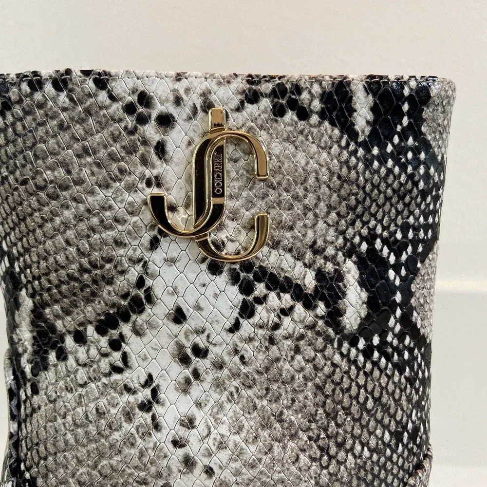 Jimmy Choo JC Boots Snakeskin Midcalf Python Ankle Boots Women's 10 EUR 40